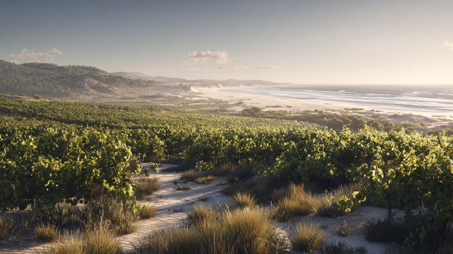 Vignobles côtiers de la presqu’île de Guérande, façonnés par la lumière, le vent et la proximité de l’océan Atlantique.